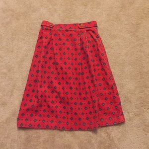 Red corduroy skirt with elastic waist